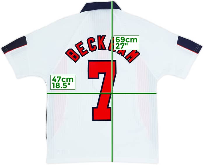 1997-99 England Home Shirt Beckham #7 - 8/10 - (Y)