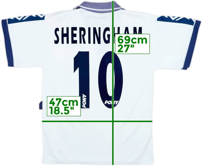 1995-97 Tottenham Home Shirt Sheringham #10 - 7/10 - (S)
