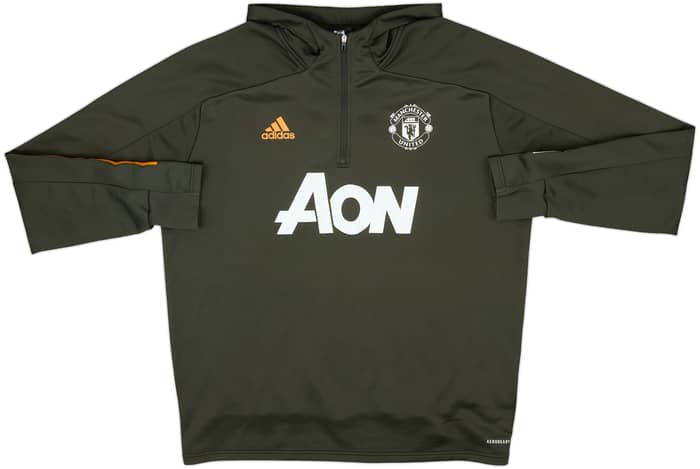 2020-21 Manchester United adidas 1/4 Zip Hooded Drill Top - 7/10 - (XL)