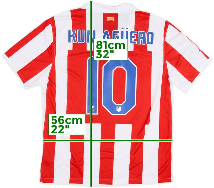 Camiseta de local del Atletico Madrid 2010-11 Kun Aguero #10 - 8/10 - (XL)