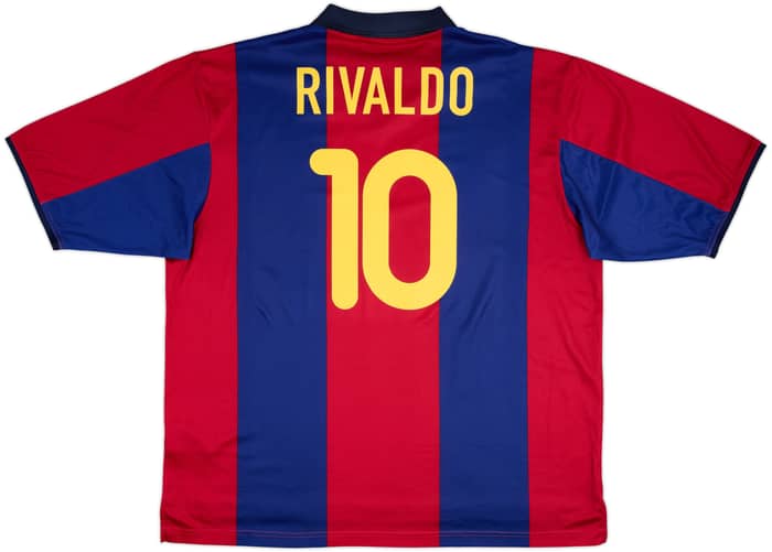 Camiseta básica de local del Barcelona 2000-01 Rivaldo #10 - 6/10 - (XXL)