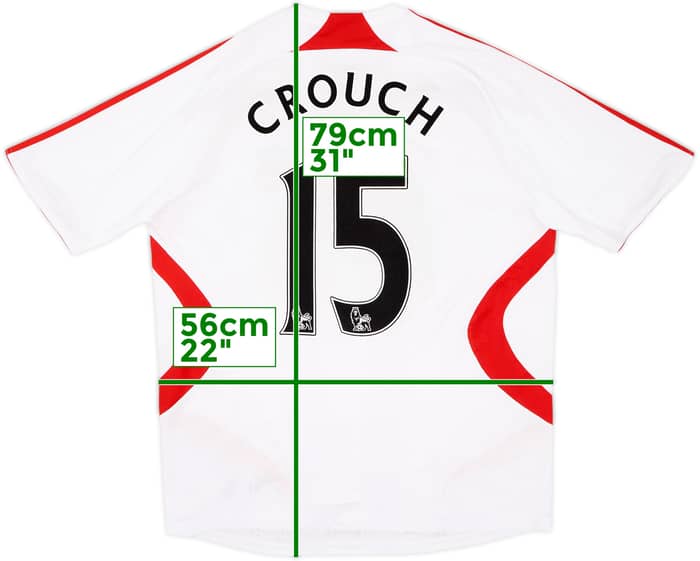 Camiseta de visitante del Liverpool 2007-08 Crouch #15 - 8/10 - (XL)