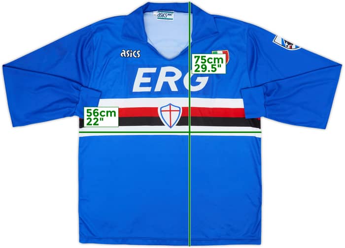 1988-90 Sampdoria Home L/S Shirt #9 - 7/10 - (XL)