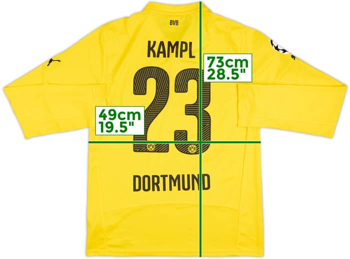 2014-15 Borussia Dortmund CL Home L/S Shirt Kampl #23 - 8/10 - (M)