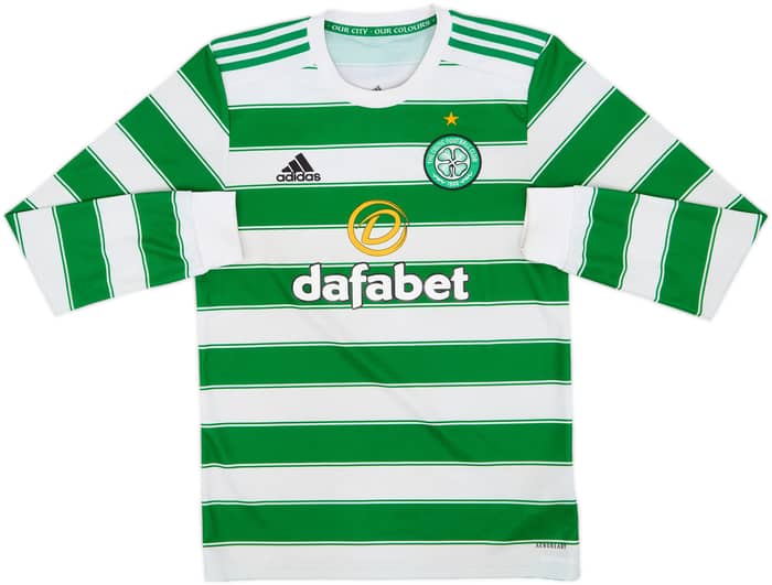 2021-22 Celtic Home L/S Shirt - 9/10 - (S)