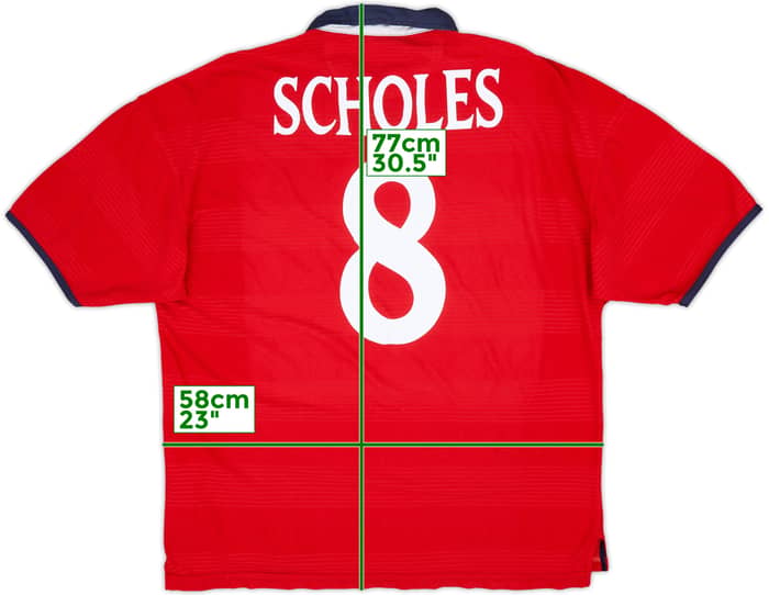 1999-01 England Away Shirt Scholes #8 - 7/10 - (XL)