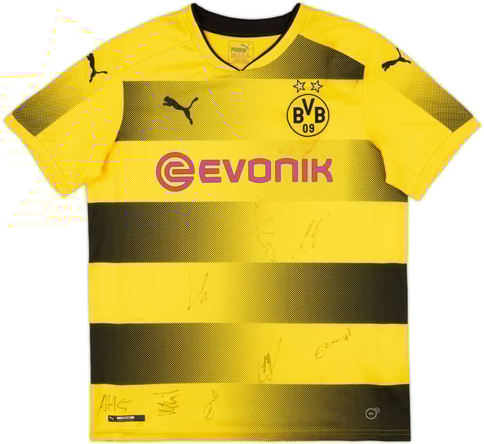 2017-18 Borussia Dortmund Squad Signed Home Shirt - 5/10 - (XL.Boys)