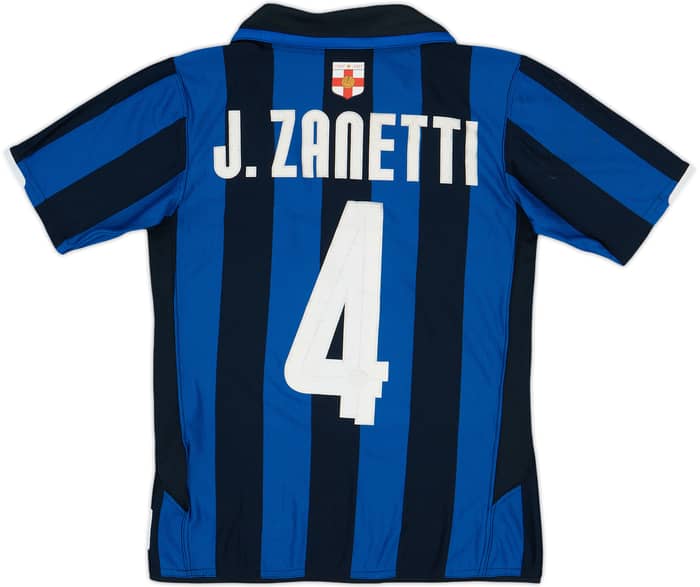 2007-08 Inter Milan Centenary Home Shirt J. Zanetti #4 - 5/10 - (L.Boys)