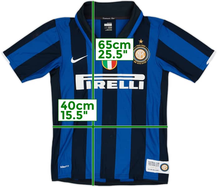 2007-08 Inter Milan Centenary Home Shirt J. Zanetti #4 - 5/10 - (L.Boys)