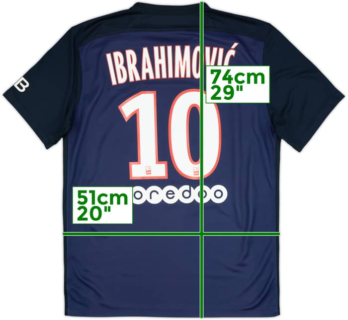 2015-16 Paris Saint-Germain Home Shirt Ibrahimovic #10 - 9/10 - (M)