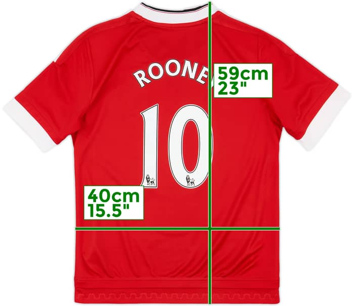 2015-16 Manchester United Home Shirt Rooney #10 - 10/10 - (M.Boys)