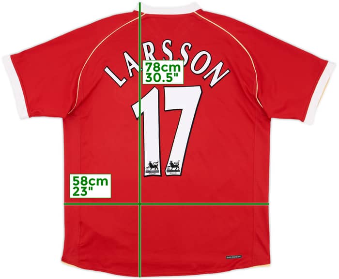 2006-07 Manchester United Home Shirt Larsson #17 - 9/10 - (L)