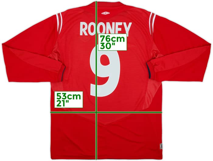 2004-06 England Away L/S Shirt Rooney #9 - 10/10 - (L)