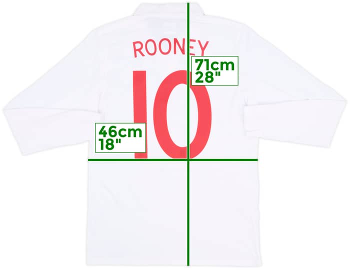 2009-10 England Home L/S Shirt Rooney #10 - 9/10 - (S)