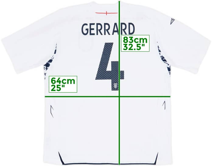 2007-09 England Home Shirt Gerrard #4 - 9/10 - (3XL)