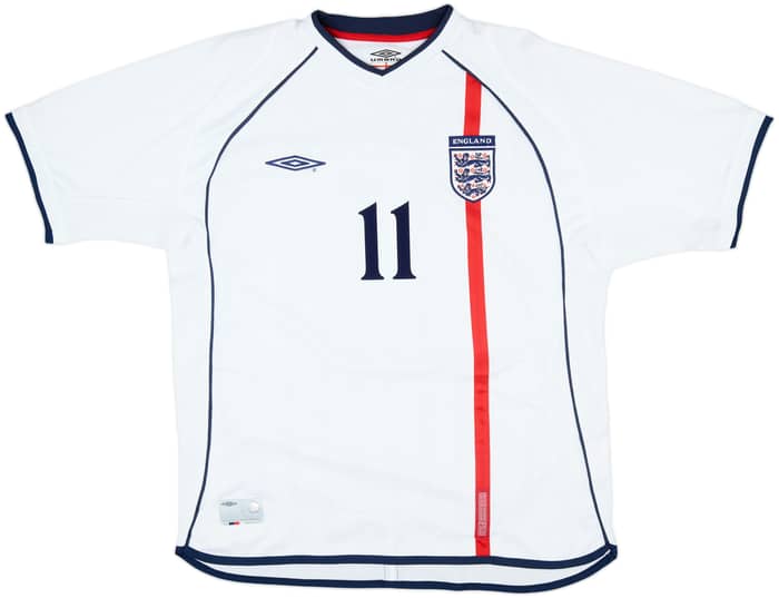 2001-03 England Home Shirt Heskey #11 - 8/10 - (L)
