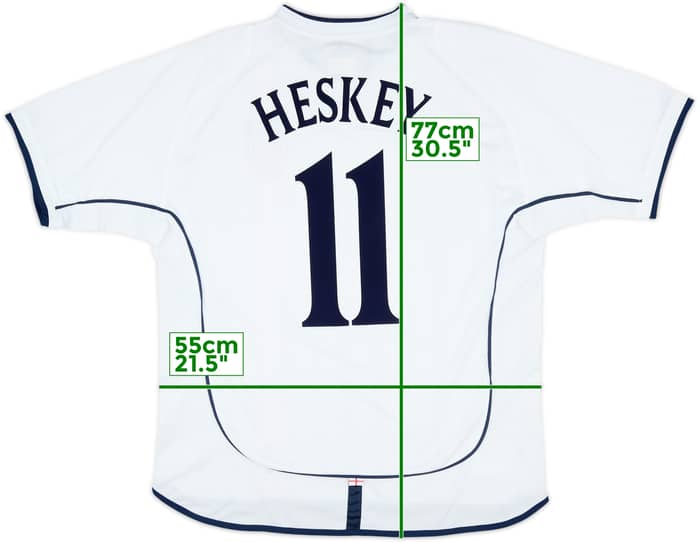 2001-03 England Home Shirt Heskey #11 - 8/10 - (L)