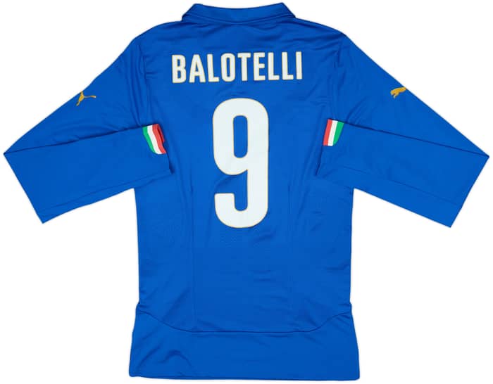 2014-15 Italy Player Issue Home L/S Shirt Balotelli #9 - 10/10 - (XL)
