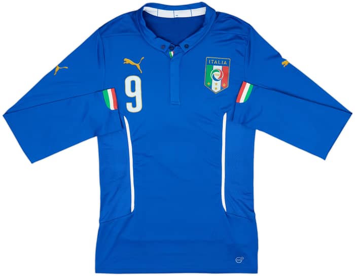 2014-15 Italy Player Issue Home L/S Shirt Balotelli #9 - 10/10 - (XL)