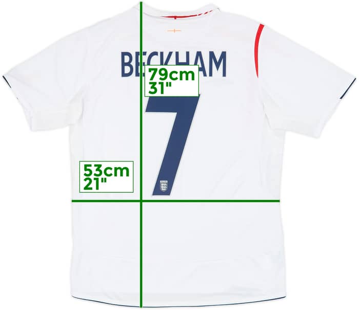 2005-07 England Home Shirt Beckham #7 - 6/10 - (L)