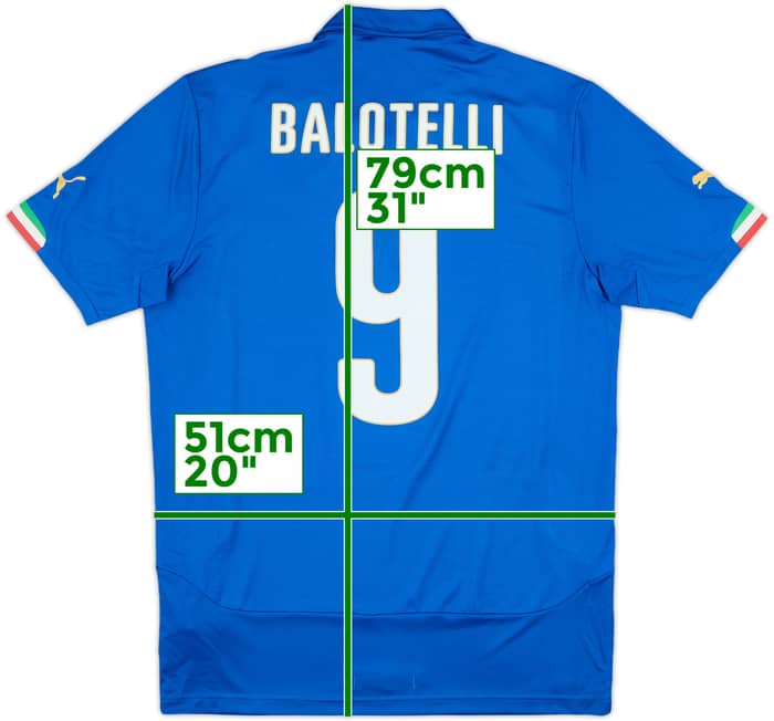 2014-15 Italy Home Shirt Balotelli #9 - 8/10 - (L)