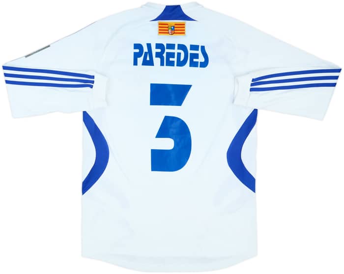 2008-09 Real Zaragoza Match Issue Home L/S Shirt Paredes #3