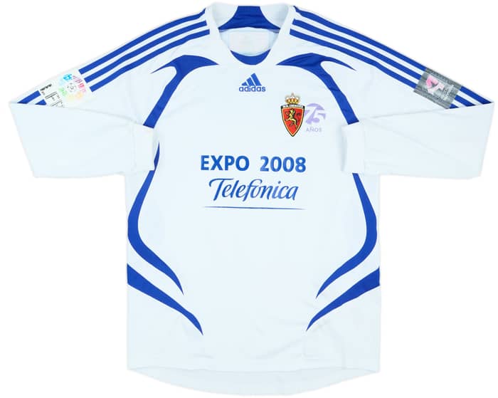 2008-09 Real Zaragoza Match Issue Home L/S Shirt Paredes #3