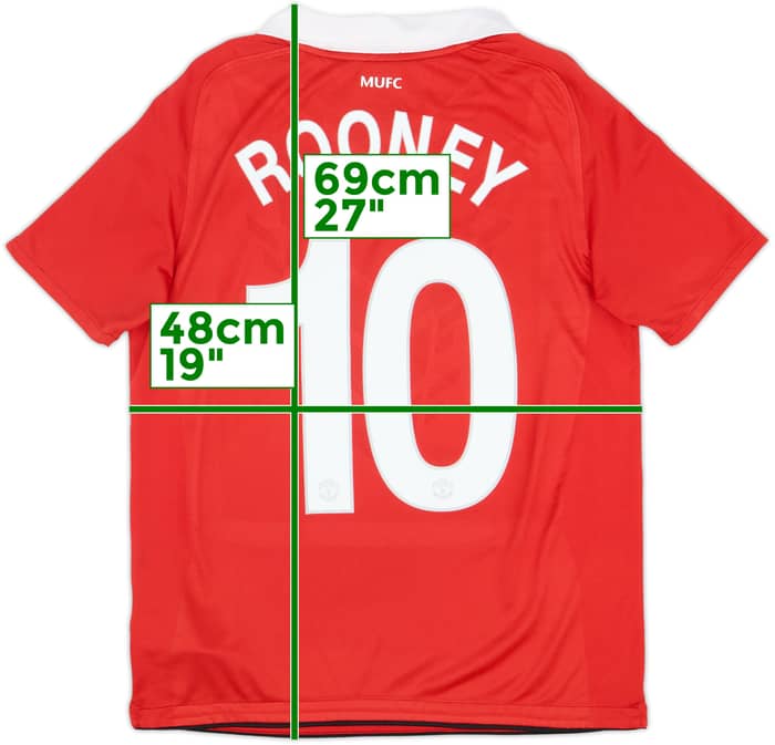 2010-11 Manchester United Home Shirt Rooney #10 - 8/10 - (XL.Boys)