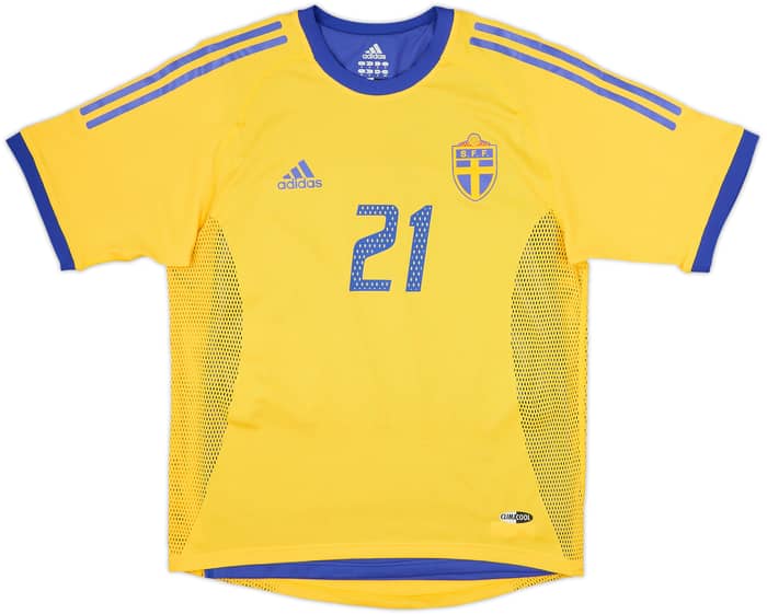 2002-03 Sweden Player Issue Home Shirt Ibrahimovic #21 - 10/10 - (S)