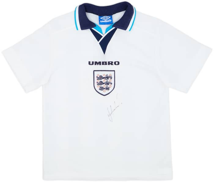 1995-97 England Signed Home Shirt - 8/10 - (Y)