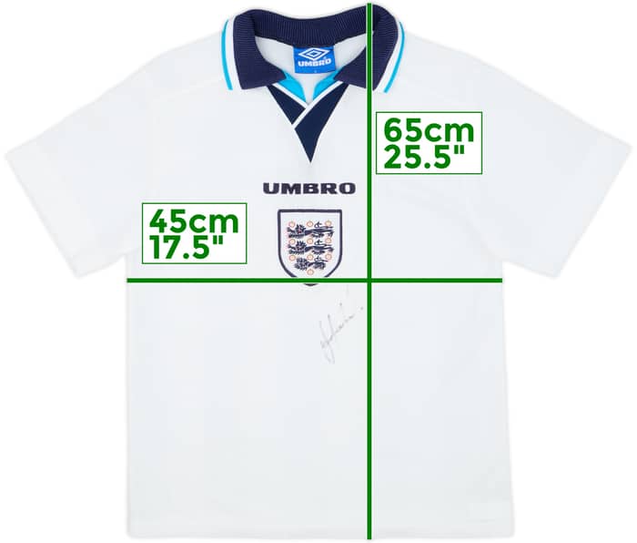 1995-97 England Signed Home Shirt - 8/10 - (Y)