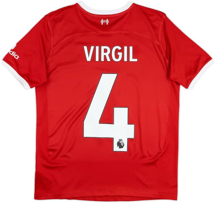 2023-24 Liverpool Home Shirt Virgil #4 - 9/10 - (13-15 Years)