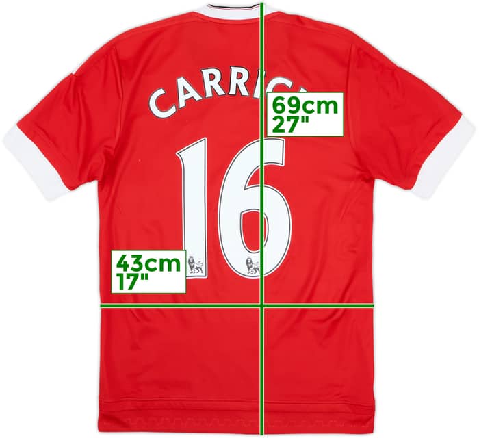 2015-16 Manchester United Home Shirt Carrick #16 - 7/10 - (XS)