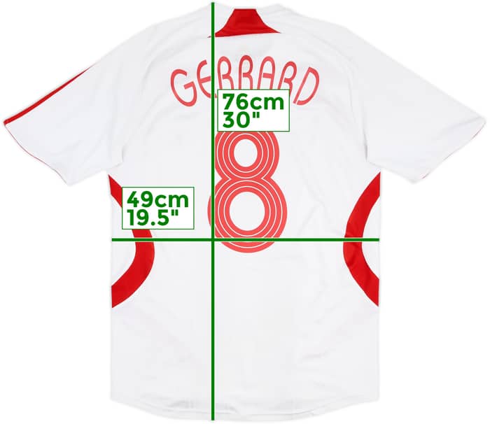 Camiseta de visitante del Liverpool 2007-08 Gerrard #8 - 5/10 - (S)