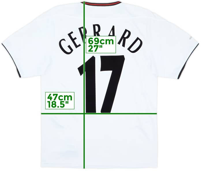 Camiseta de visitante del Liverpool 2003-04 Gerrard #17 - 8/10 - (15-16 Años)