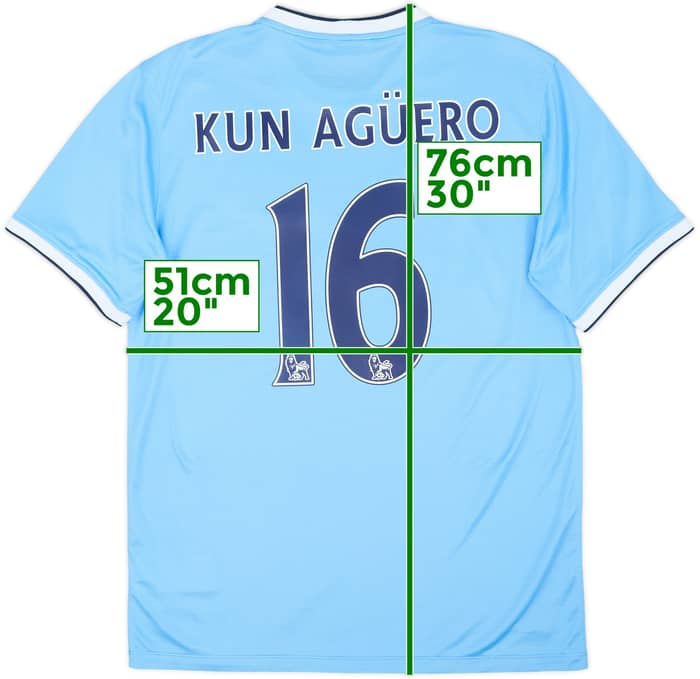 2013-14 Manchester City Home Shirt Kun Aguero #16 - 9/10 - (M)