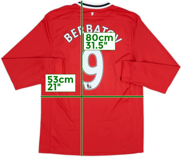 2011-12 Manchester United Home L/S Shirt Berbatov #9 - 10/10 - (L)