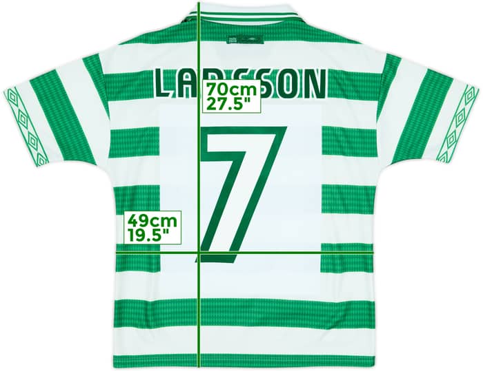 1997-99 Celtic Home Shirt Larsson #7 - 8/10 - (Y)