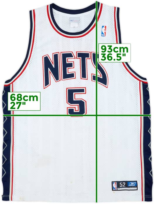 2002-04 New Jersey Nets Kidd #5 Reebok Authentic Home Jersey - 5/10 - (XXL)