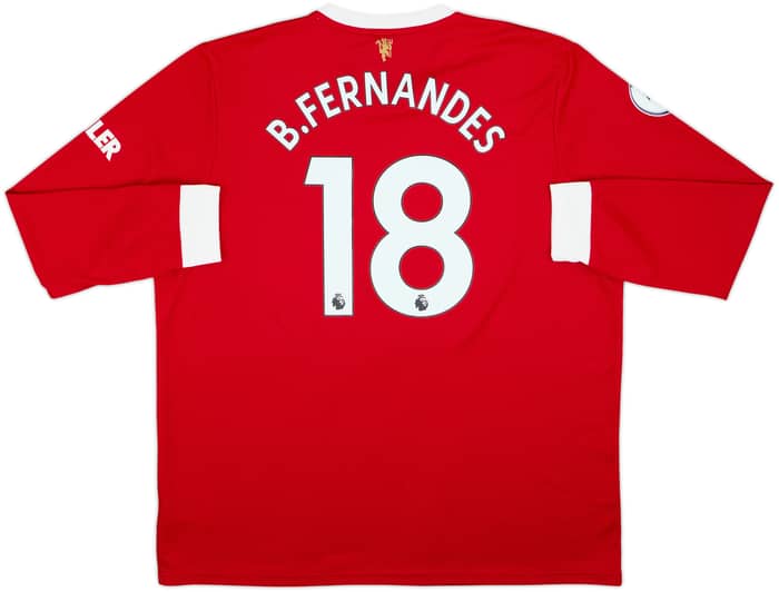 2021-22 Manchester United Home L/S Shirt B.Fernandes #18 - 10/10 - (XXL)