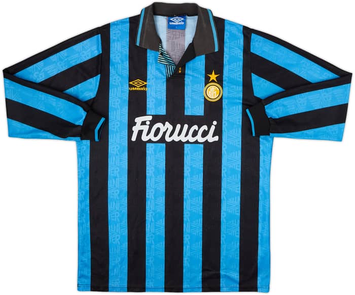 1992-94 Inter Milan Player Issue Home L/S Shirt - 5/10 - (L)