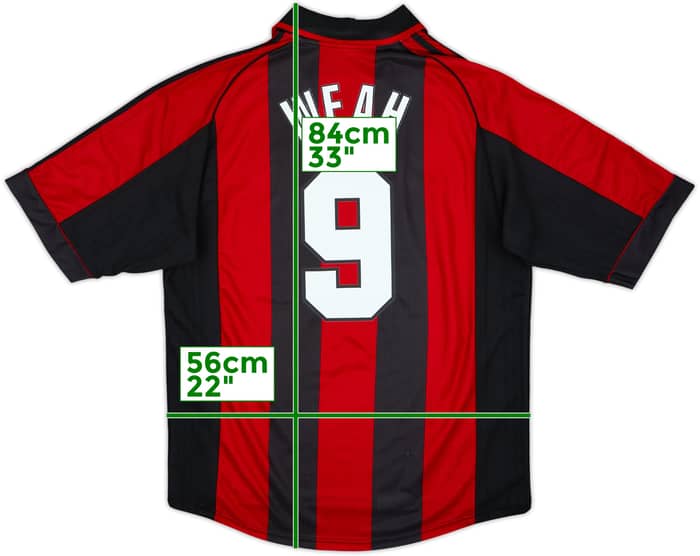 1998-00 AC Milan Home Shirt Weah #9 - 9/10 - (L)