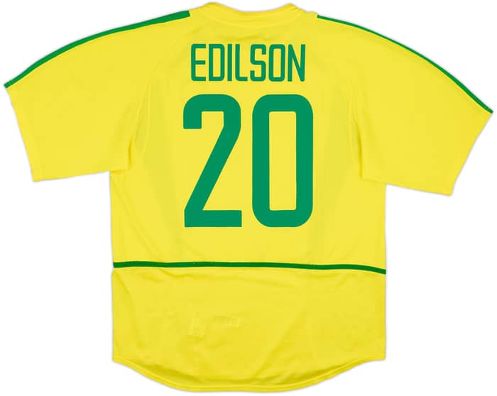 2002-04 Brazil Home Shirt Edilson #20 - 9/10 - (L)
