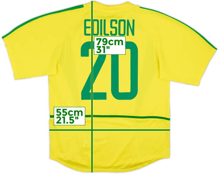 2002-04 Brazil Home Shirt Edilson #20 - 9/10 - (L)