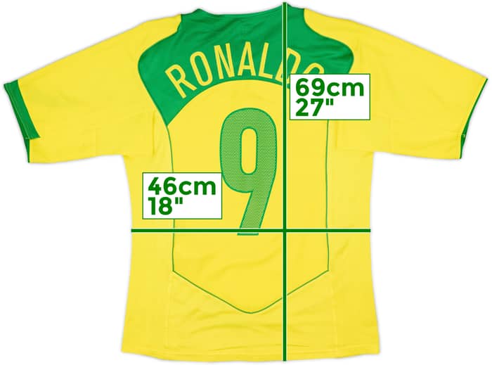 2004-06 Brazil Home Shirt Ronaldo #9 - 7/10 - (S)