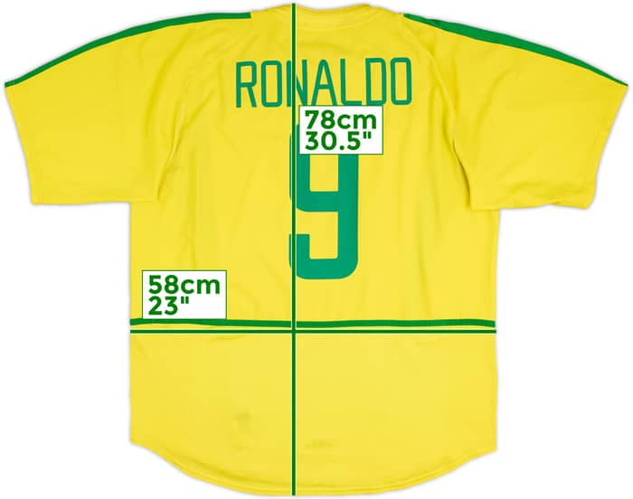 2002-04 Brazil Home Shirt Ronaldo #9 - 7/10 - (XL)