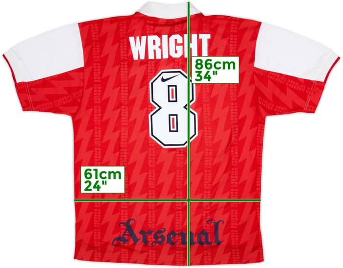 1994-96 Arsenal Home Shirt Wright #8 - 8/10 - (XXL)