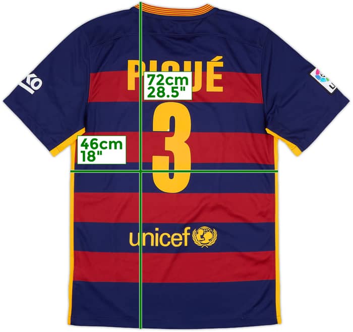 2015-16 Barcelona Home Shirt Pique #3 - 10/10 - (S)