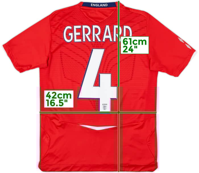 2008-10 England Away Shirt Gerrard #4 - 8/10 - (XL.Boys)