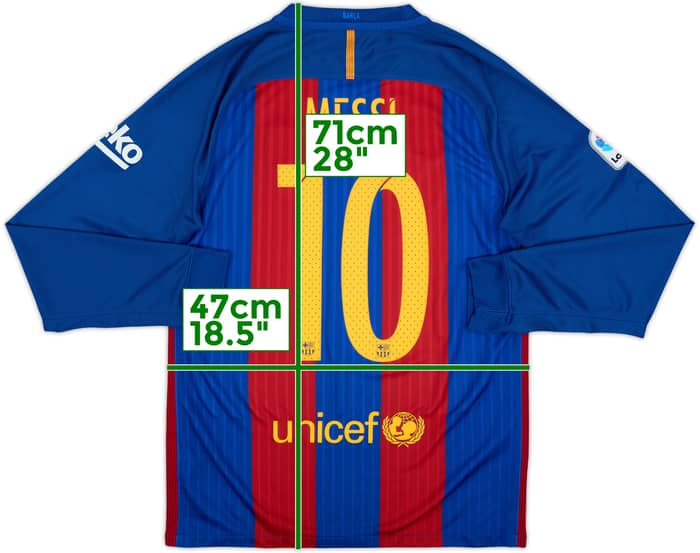 2016-17 Barcelona Home L/S Shirt Messi #10 - 8/10 - (S)
